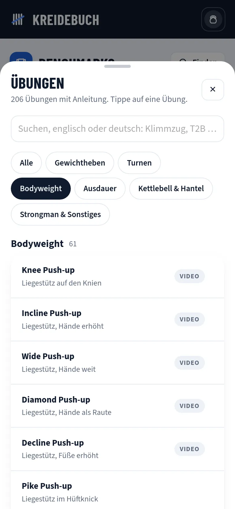 Bodyweight und Calisthenics in Kreidebuch