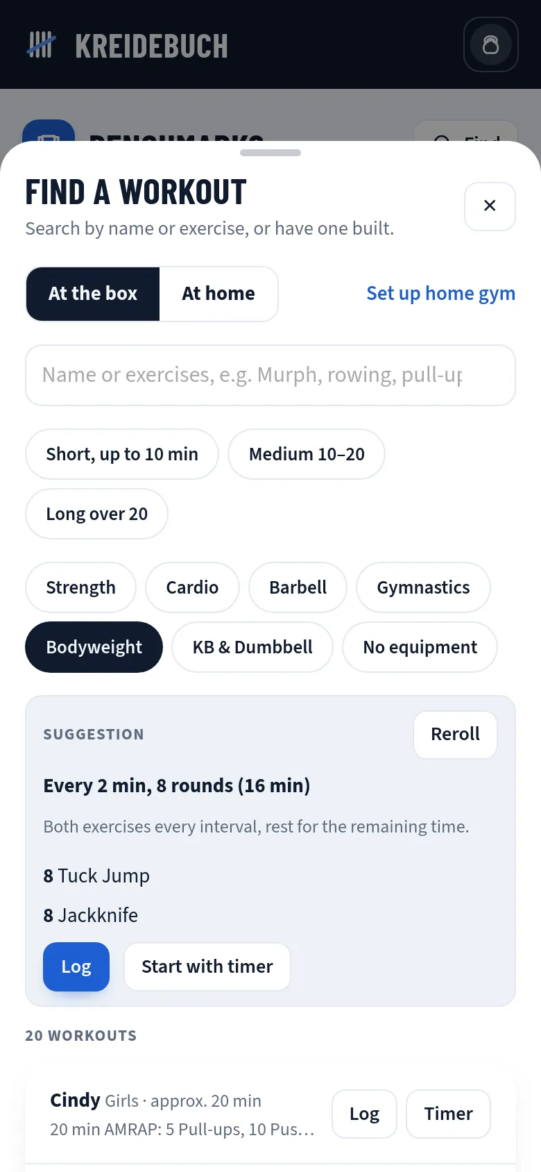 Find a workout in Kreidebuch