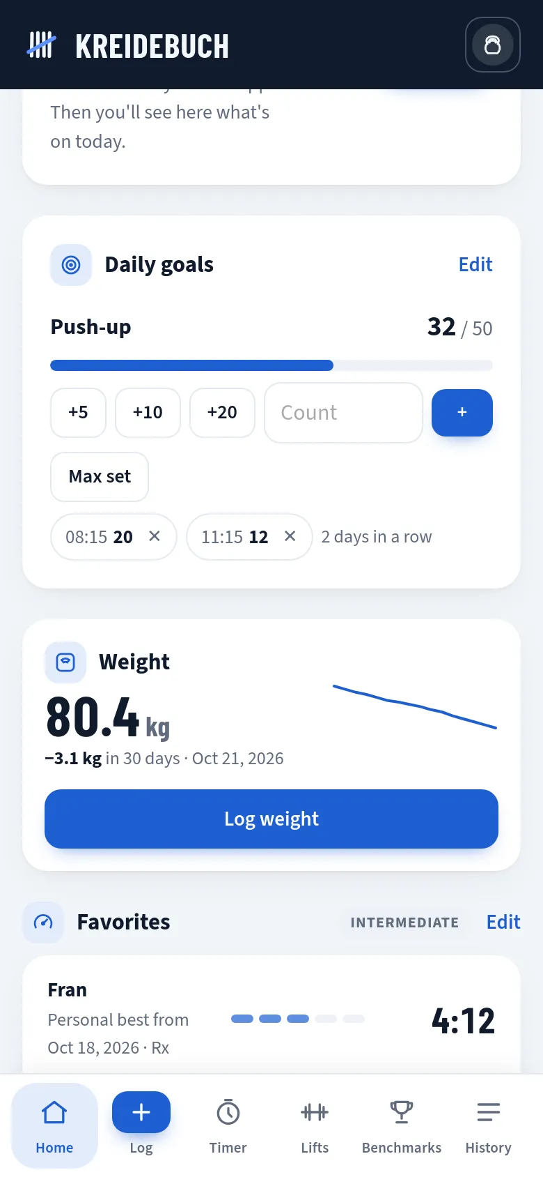 Daily goals in Kreidebuch