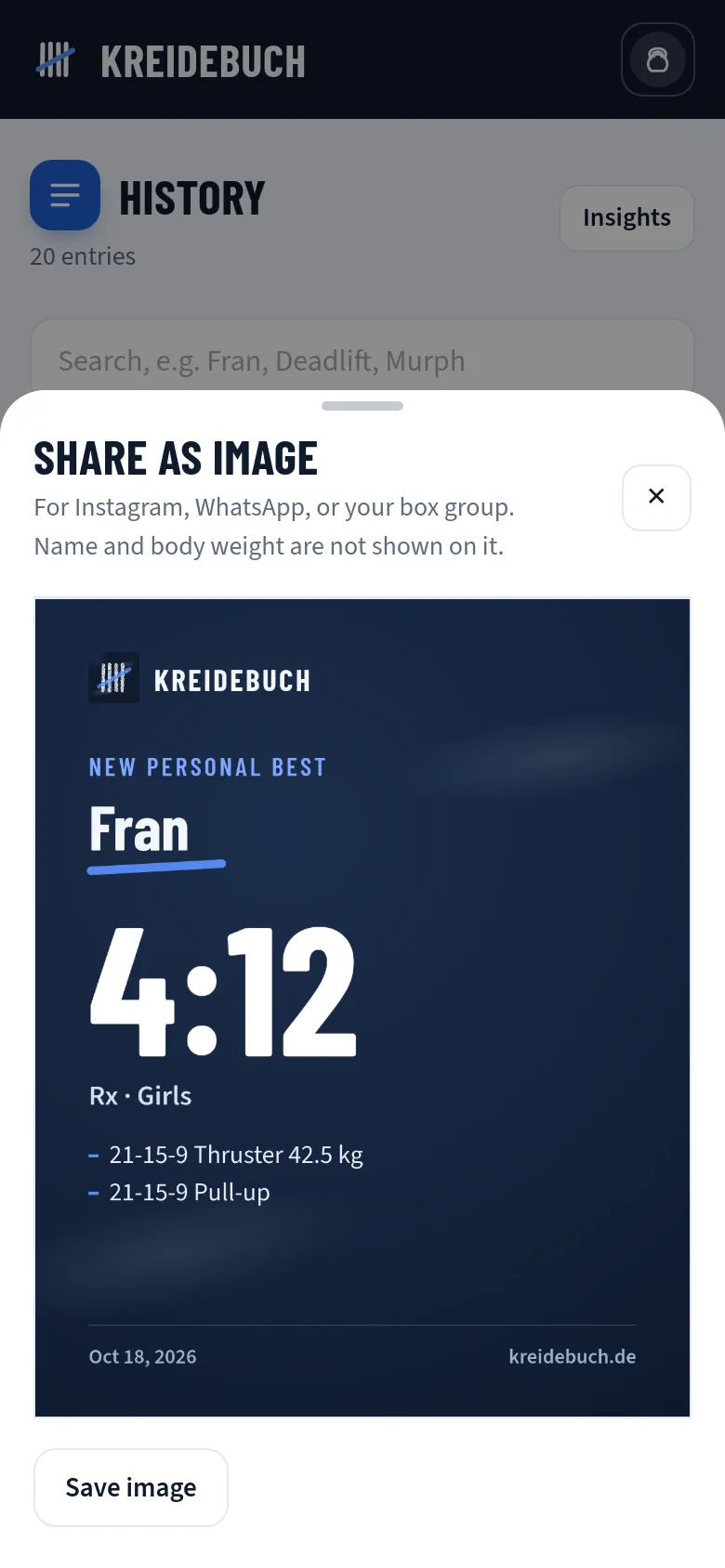 Sharing a result as an image in Kreidebuch