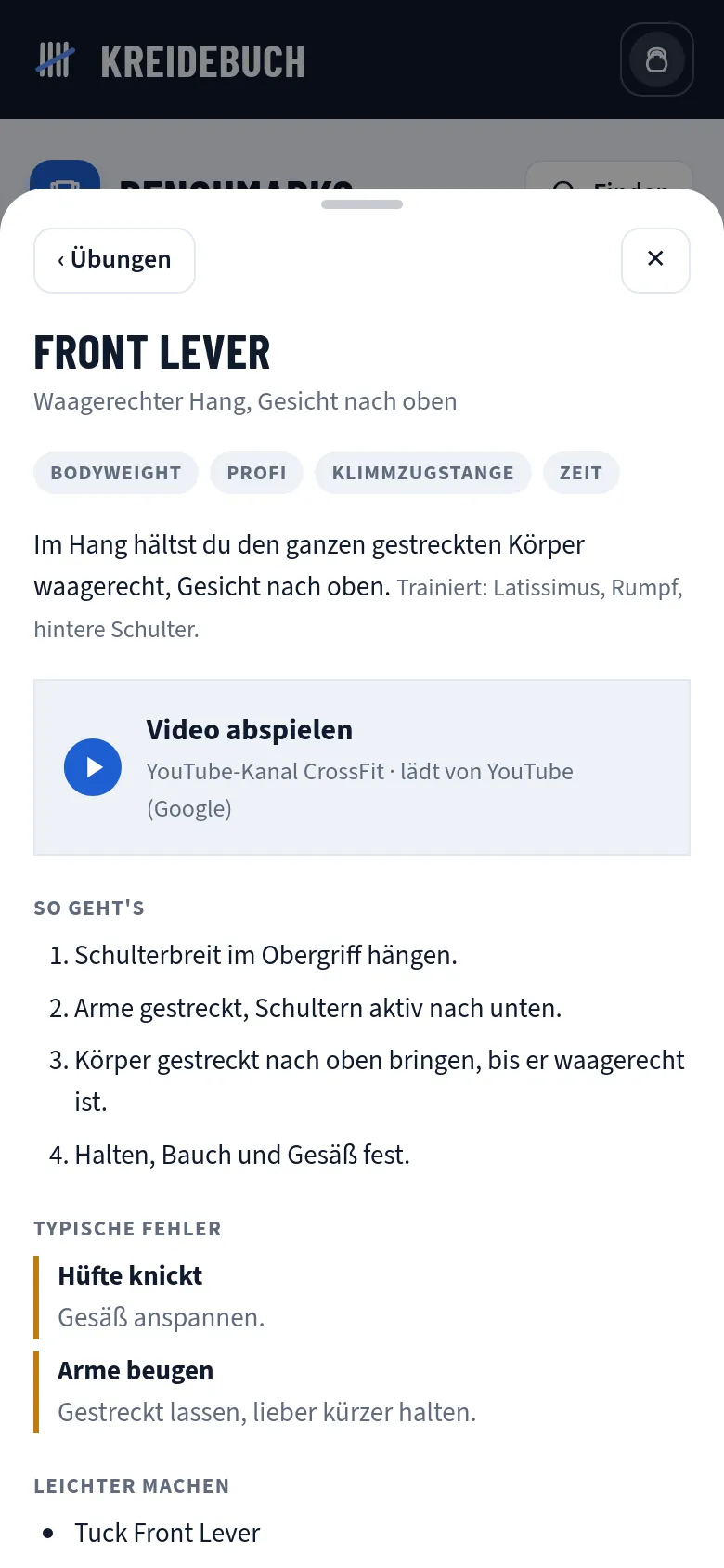 Übungen mit Video in Kreidebuch